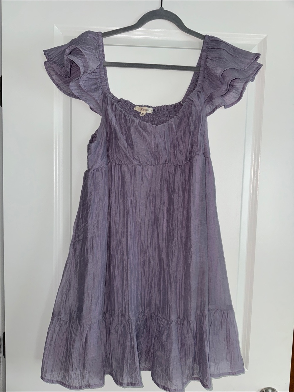 Rewind Purple Flutter Sleeve Midi Dress